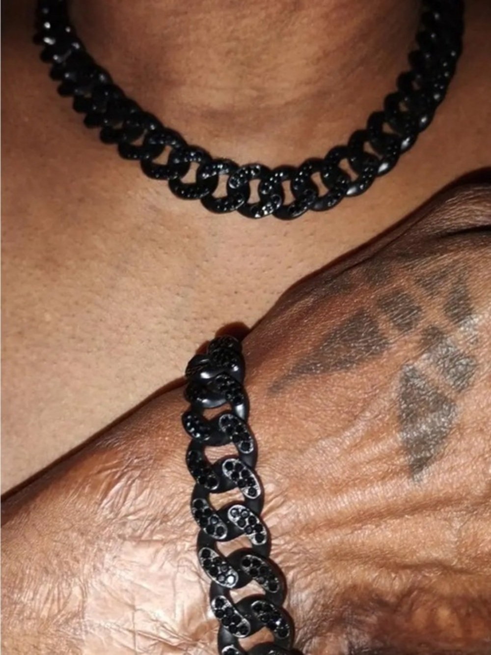 Last One! Black Cuban Link Chain Necklace and Bracelet Set - Men’s Jewelry